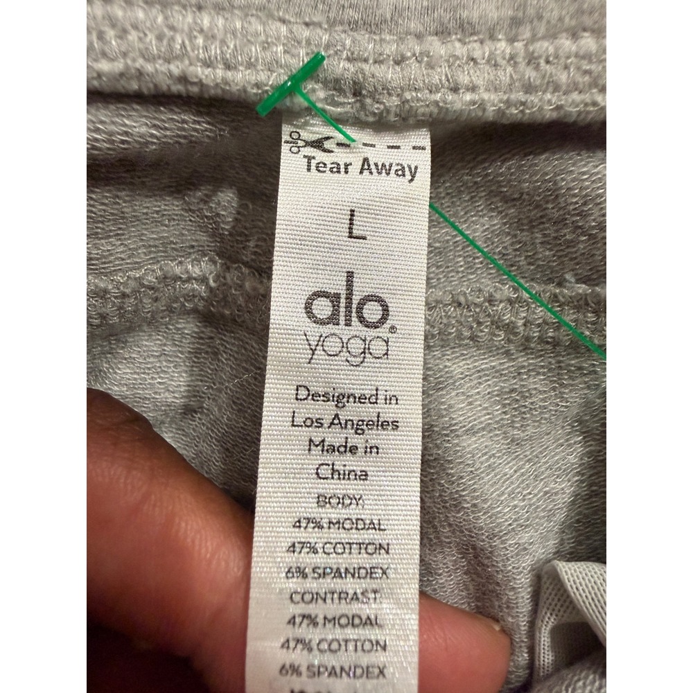 Alo Yoga Urban Moto Sweatpants Heather Grey Ribbed Joggers Womens no drawstring - Picture 7 of 10